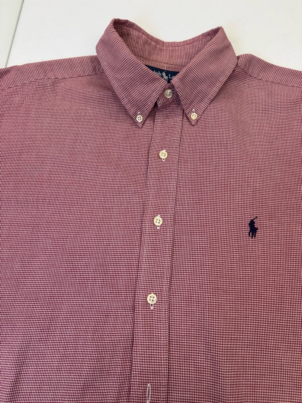 RALPH LAUREN BUTTON DOWN SHIRT LONG SLEEVES MEN SIZE XL  RED & WHITE GINGHAM